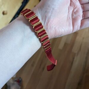 Red And Gold Bordelle Satin Elastic Choker